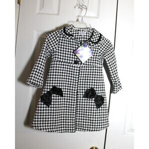 Blueberi Boulevard Houndstooth Velvet Girl's Coat sz 4 NEW